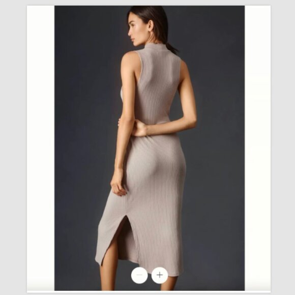 Beyond Yoga Well Traveled Ribbed Midi Dress Size XL Taupe Comfy Chic NWT - Picture 2 of 7